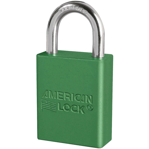 Cadenas de s&eacute;curit&eacute; American Lock, Vert, Cl&eacute;s identiques, Aluminium, Largeur de 1-1/2" Helyx Safety & Industrial Supplies