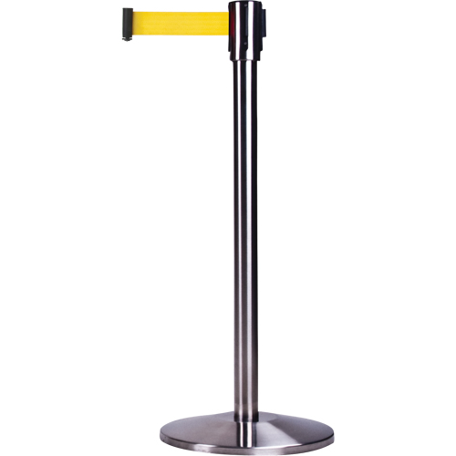 Free-Standing Crowd Control Barrier, Steel, 35" H, Yellow Tape, 12' Tape Length Helyx Safety & Industrial Supplies