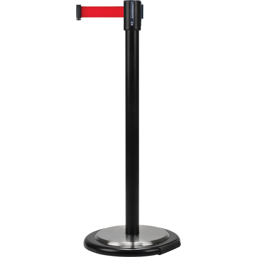 Free-Standing Crowd Control Barrier, Steel, 35" H, Red Tape, 12' Tape Length Helyx Safety & Industrial Supplies