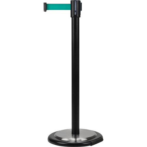 Free-Standing Crowd Control Barrier, Steel, 35" H, Green Tape, 7' Tape Length Helyx Safety & Industrial Supplies