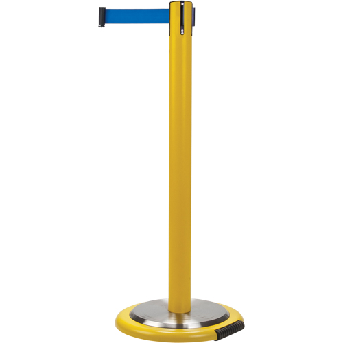 Free-Standing Crowd Control Barrier, Steel, 35" H, Blue Tape, 7' Tape Length Helyx Safety & Industrial Supplies