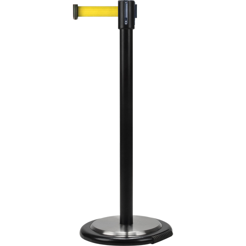 Free-Standing Crowd Control Barrier, Steel, 35" H, Yellow Tape, 7' Tape Length Helyx Safety & Industrial Supplies