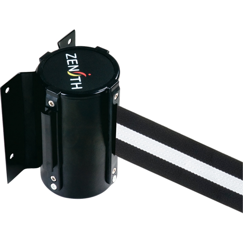 Wall Mount Barrier, Steel, Screw Mount, 7', Black/White Tape Helyx Safety & Industrial Supplies
