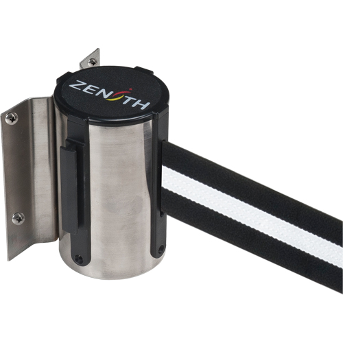 Barri&egrave;re &agrave; fixation murale, Acier, Fixation par vis, 7', Ruban Noir/Blanc Helyx Safety & Industrial Supplies