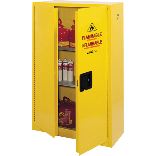 Flammable Storage Cabinet, 45 gal., 2 Door, 43" W x 65" H x 18" D Helyx Safety & Industrial Supplies