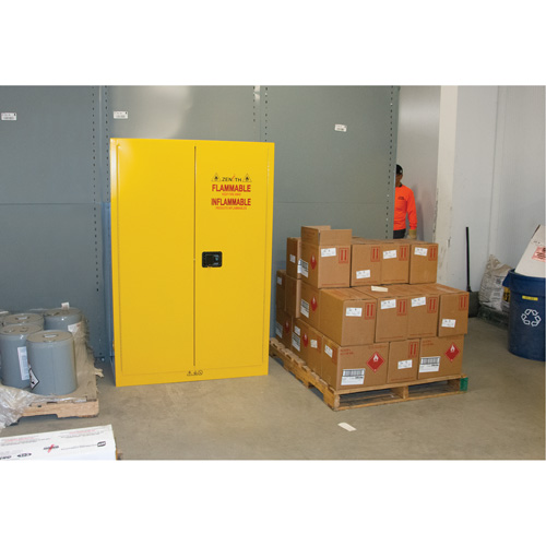 Flammable Storage Cabinet, 45 gal., 2 Door, 43" W x 65" H x 18" D Helyx Safety & Industrial Supplies