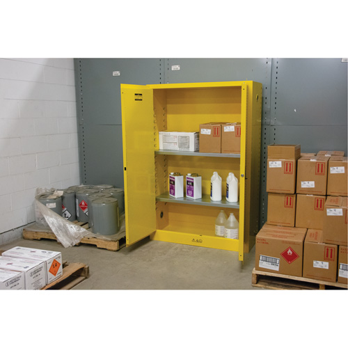Flammable Storage Cabinet, 45 gal., 2 Door, 43" W x 65" H x 18" D Helyx Safety & Industrial Supplies