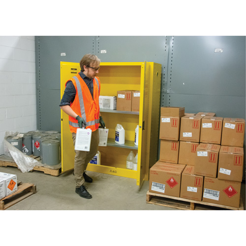 Flammable Storage Cabinet, 45 gal., 2 Door, 43" W x 65" H x 18" D Helyx Safety & Industrial Supplies