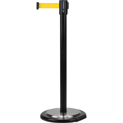 Free-Standing Crowd Control Barrier, Steel, 35" H, Yellow Tape, 12' Tape Length Helyx Safety & Industrial Supplies