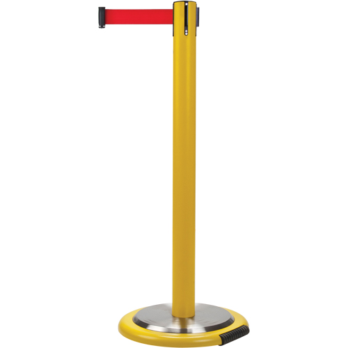 Free-Standing Crowd Control Barrier, Steel, 35" H, Red Tape, 12' Tape Length Helyx Safety & Industrial Supplies
