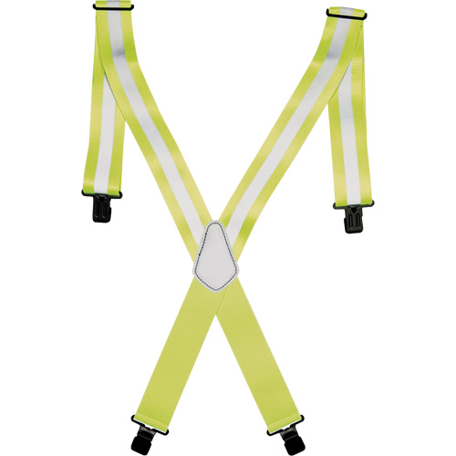 Hi-Viz 2" Work Suspenders, High Visibility Lime-Yellow, Silver Reflective Colour, One Size Helyx Safety & Industrial Supplies