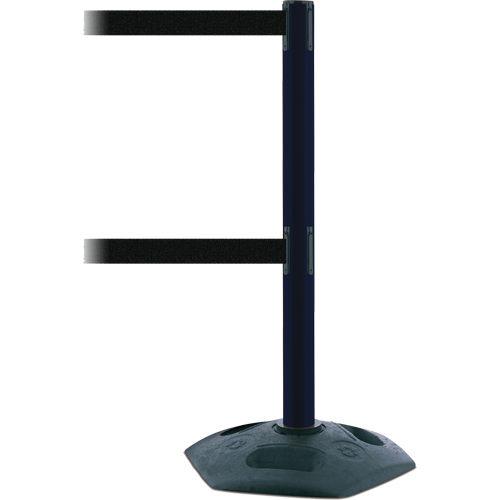 Poteau robuste &agrave; ligne double, Plastique, 38" h, Ruban Noir, Longueur du ruban 7,5' Helyx Safety & Industrial Supplies