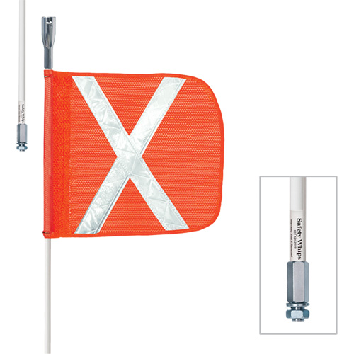Safety Whip&reg; Heavy-Duty Whips, Threaded Mount, 8' High, Orange Helyx Safety & Industrial Supplies