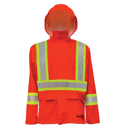 Hi-Vis FR/PU Safety Rain Jackets, Small, High Visibility Orange Helyx Safety & Industrial Supplies