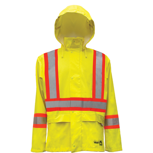 Vestes de s&eacute;curit&eacute; imperm&eacute;ables ignifuges haute visibilit&eacute; en polyur&eacute;thane, Petit, Jaune lime haute visibilit&eacute; Helyx Safety & Industrial Supplies