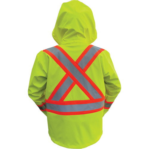 Vestes de s&eacute;curit&eacute; imperm&eacute;ables ignifuges haute visibilit&eacute; en polyur&eacute;thane, Petit, Jaune lime haute visibilit&eacute; Helyx Safety & Industrial Supplies