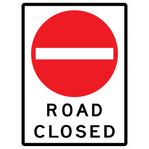 Enseigne enroulable de circulation  Road Closed , 36" x 48", Vinyle, Anglais avec pictogramme Helyx Safety & Industrial Supplies