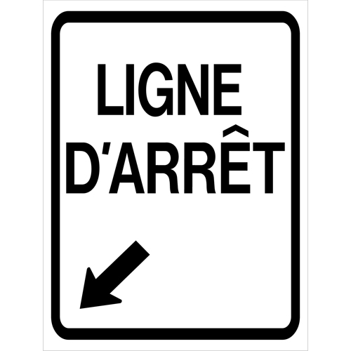 Enseigne enroulable de circulation  Ligne d'Arr&ecirc;t , 23-3/5" x 29-1/2", Vinyle, Français avec pictogramme Helyx Safety & Industrial Supplies