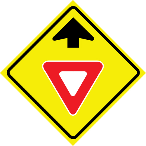 Enseigne enroulable de circulation  Yield Ahead , 36" x 36", Vinyle, Pictogramme Helyx Safety & Industrial Supplies