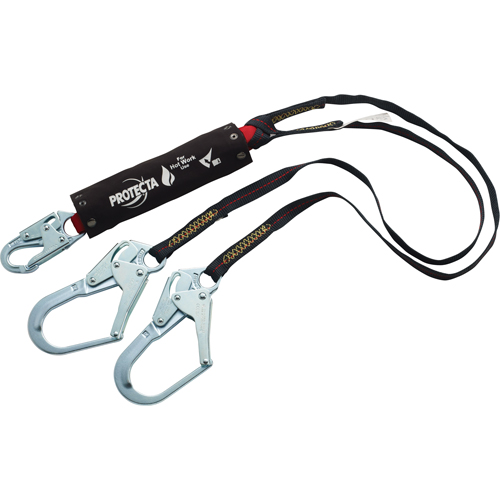 Pro Pack Hot Work Shock-Absorbing Lanyard, 4', Rebar Hook Center, Snap Hook Leg Ends, Kevlar&reg; Helyx Safety & Industrial Supplies