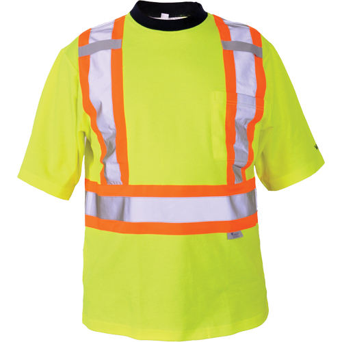 T-shirt de s&eacute;curit&eacute;, Polyester, Moyen, Jaune lime haute visibilit&eacute; Helyx Safety & Industrial Supplies