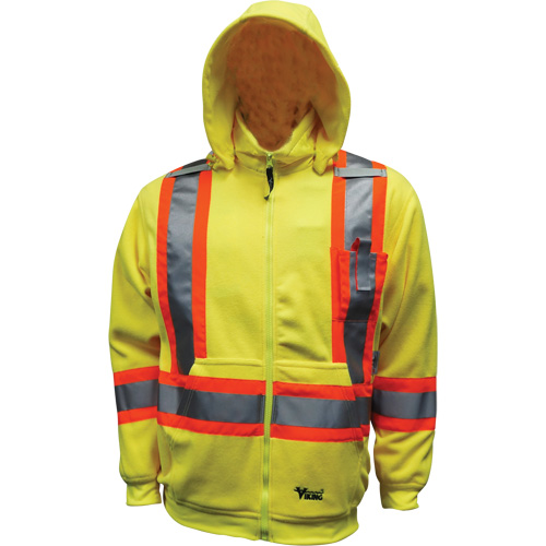 Chandail &agrave; capuchon de s&eacute;curit&eacute; en molleton, Polyester, Petit, Jaune lime haute visibilit&eacute; Helyx Safety & Industrial Supplies