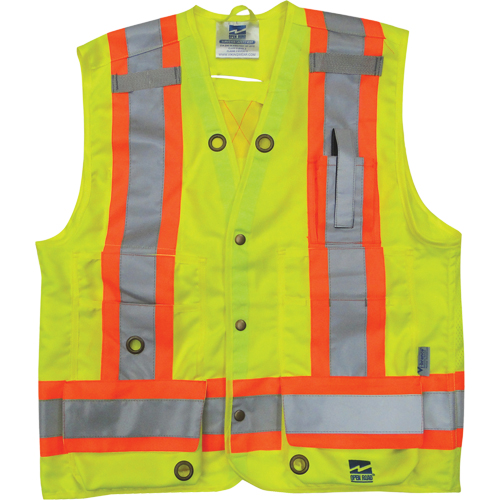 Veste de s&eacute;curit&eacute; pour arpenteur, Jaune lime haute visibilit&eacute;, Petit, Polyester Helyx Safety & Industrial Supplies