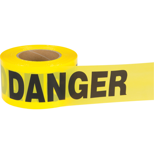 "Danger" Barricade Tape, Bilingual, 3" W x 1000' L, 2.5 mils, Black on Yellow Helyx Safety & Industrial Supplies