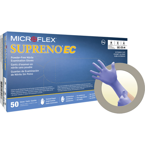 Gants Supreno EC, Petit, Nitrile, 5,5-mil, Sans poudre, Mauve, Classe 2 Helyx Safety & Industrial Supplies