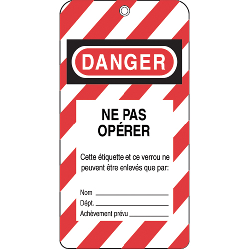 Lockout Tags, Plastic, 3" W x 5-3/4" H, French Helyx Safety & Industrial Supplies