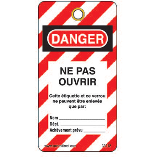 Lockout Tags, Plastic, 3" W x 5-3/4" H, French Helyx Safety & Industrial Supplies