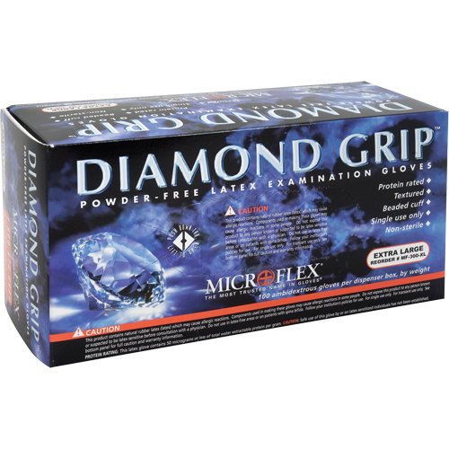 Gants d'examen Diamond Grip, Grand, Latex, 8 mils, Sans poudre, Naturel, Classe 2 Helyx Safety & Industrial Supplies