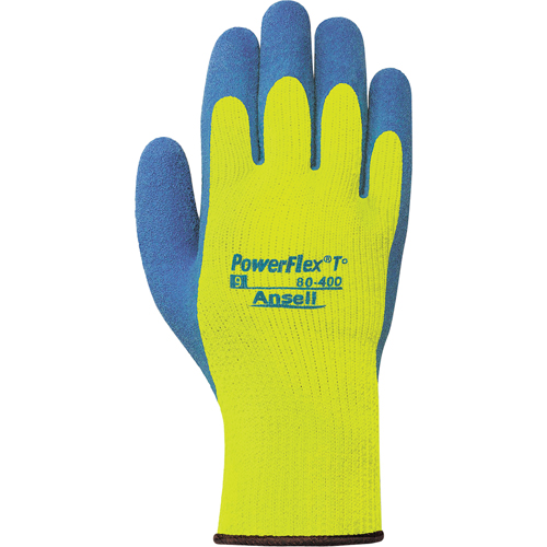 PowerFlex&reg; T° Hi Viz 80-400 Gloves, 7/Small, Rubber Latex Coating, 7 Gauge, Terry Shell Helyx Safety & Industrial Supplies