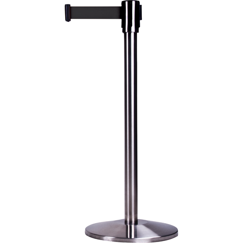 Free-Standing Crowd Control Barrier, Steel, 35" H, Black Tape, 7' Tape Length Helyx Safety & Industrial Supplies