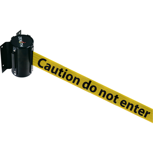 Barri&egrave;re &agrave; fixation murale, Acier, Fixation par vis, 7', Ruban Noir/Jaune Helyx Safety & Industrial Supplies