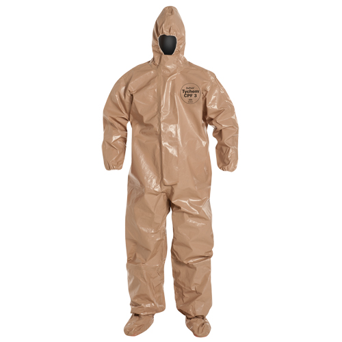 Tychem&reg; 5000 Protective Hooded Coveralls, Small, Brown Helyx Safety & Industrial Supplies