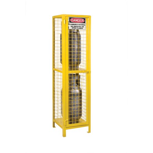 Gas Cylinder Cabinets, 2 Cylinder Capacity, 17" W x 17" D x 69" H, Yellow Helyx Safety & Industrial Supplies