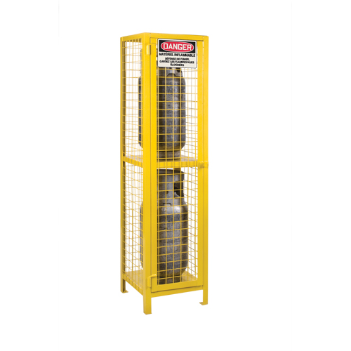 Gas Cylinder Cabinets, 2 Cylinder Capacity, 17" W x 17" D x 69" H, Yellow Helyx Safety & Industrial Supplies