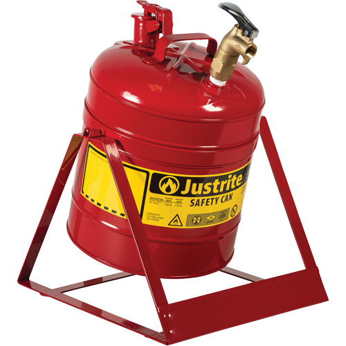 Bidon avec robinet s&eacute;curitaires pour laboratoires, Type I, Acier, 5 gal. US, Rouge, Homologu&eacute; FM Helyx Safety & Industrial Supplies