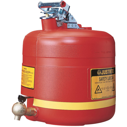 Laboratory Safety Can with Faucet, Type I, Steel, 5 US gal., Red, FM Approved Helyx Safety & Industrial Supplies
