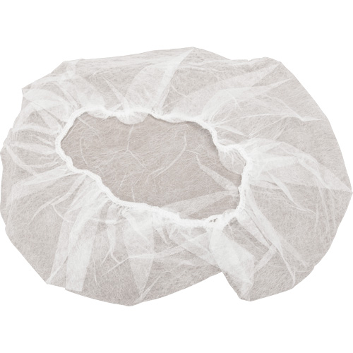 Non-Woven Bouffant Caps, Polypropylene, 18", White Helyx Safety & Industrial Supplies