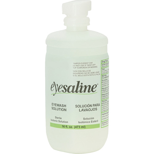 Saline Eyewash Bottles, Full Bottle, 16 oz. Helyx Safety & Industrial Supplies
