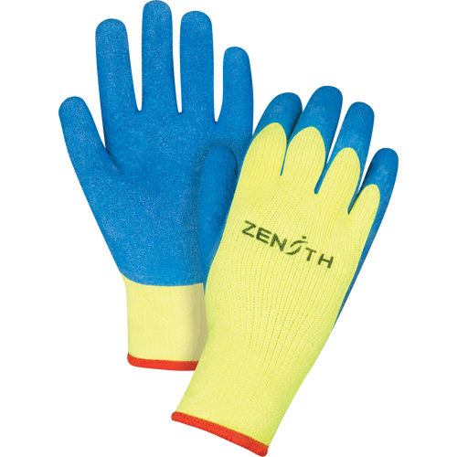 High Visibility Coated Gloves, 11/2X-Large, Rubber Latex Coating, 7 Gauge, Terry Shell Helyx Safety & Industrial Supplies