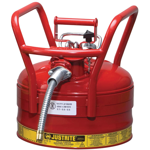 Bidons s&eacute;curitaires D.O.T. de AccuFlow, Type II, Acier, 2,5 gal. US, Rouge, Homologu&eacute; FM Helyx Safety & Industrial Supplies