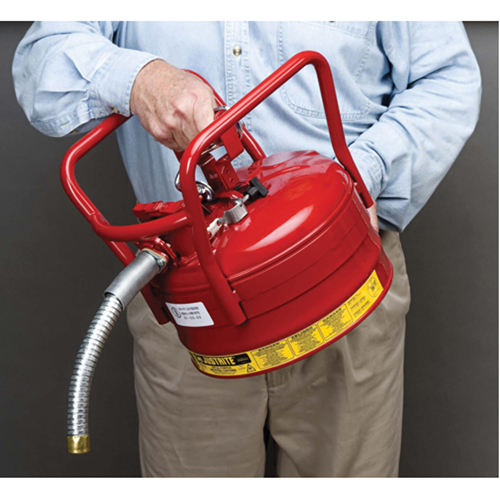 D.O.T. AccuFlow Safety Cans, Type II, Steel, 2.5 US gal., Red, FM Approved Helyx Safety & Industrial Supplies