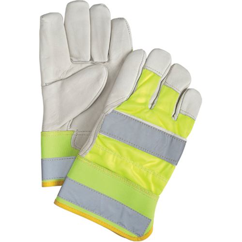 Gants d'ajusteur haute visibilit&eacute; de premi&egrave;re qualit&eacute;, Grand, Paume en Cuir fleur de vache Helyx Safety & Industrial Supplies