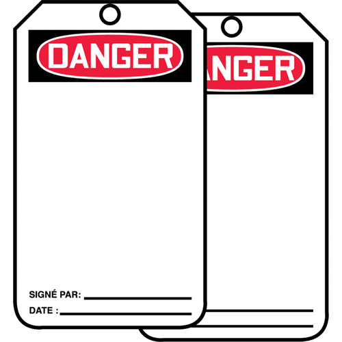 Safety Tags, Plastic, 3-1/8" W x 5-7/8" H, French Helyx Safety & Industrial Supplies
