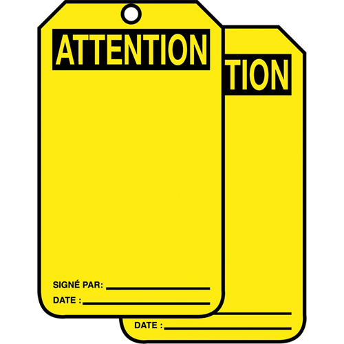 Safety Tags, Plastic, 3-3/8" W x 5-7/8" H, French Helyx Safety & Industrial Supplies