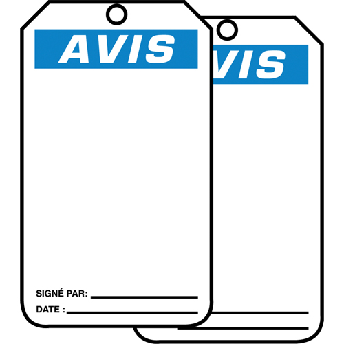 Safety Tags, Plastic, 3-1/8" W x 5-7/8" H, French Helyx Safety & Industrial Supplies