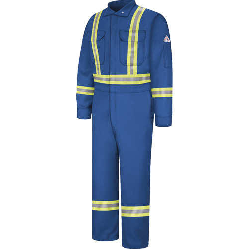 Flame-Resistant Premium Coveralls with Reflective Trim, Size 38, Royal Blue, 12.2 cal/cm² Helyx Safety & Industrial Supplies